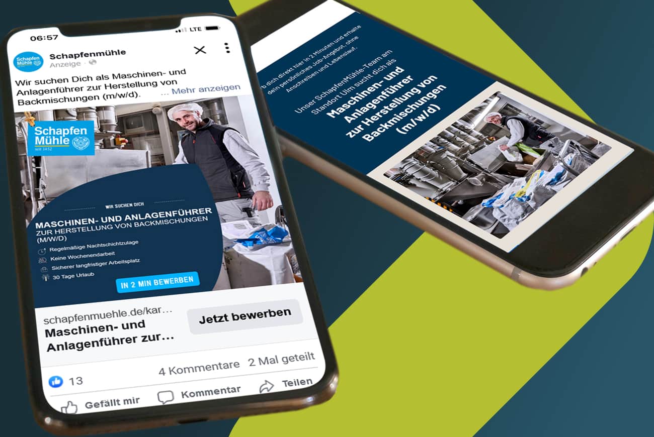 Social Recruiting - Smartphone mit Recruiting Funnel für Anlagenführer/in