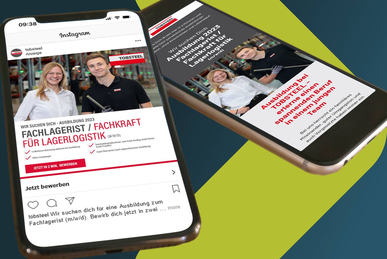 Mitarbeitergewinnung - Smartphone mit Recruiting Funnel für Ausbildungstelle Lagerlogistik